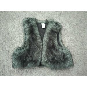 Arizona Faux Fur Vest Women's Extra Large Gray Sleeveless Chic Glam Open Front